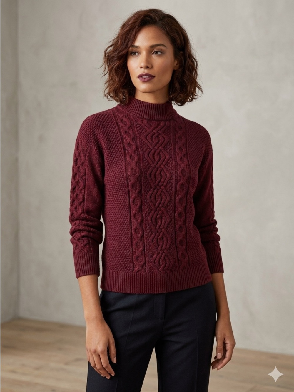 Urban Outfitters Sweater small women's Red cable knit pullover mock collar